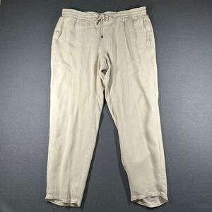 EILEEN FISHER Silk Pants Womens Large Beige Elastic Waist Drawstring Relaxed Fit